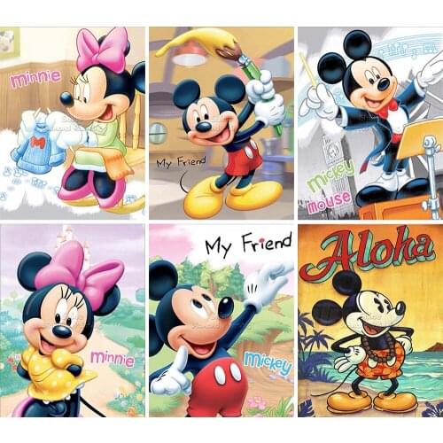 5D DIY Diamond Painting Cartoon Animal Mickey Minnie Mosaic Set Children Landscape Full Square Round Embroidery Home Decor Gift