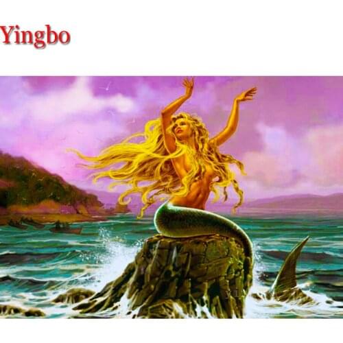 5d Diy Diamond Painting full drill round squaer Mermaid seascape rhinestone diamond embroidery mosaic sexy woman home decor gift