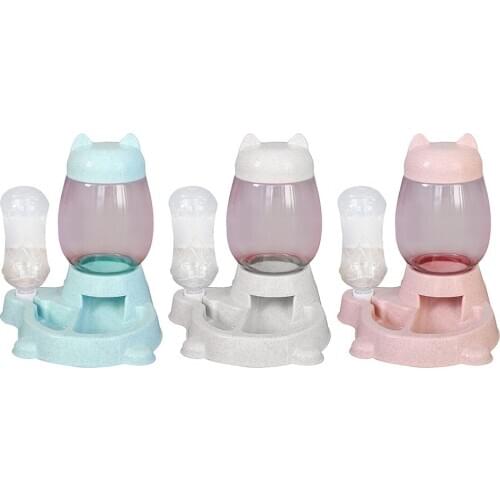 Automatic Pet Dog Cat Food Feeder Waterer Dispenser Kitten Drinking Fountain