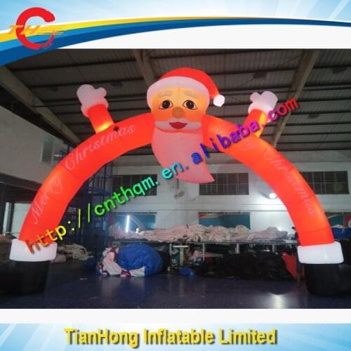 Free shipping giant outdoor led inflatable Christmas entrance arch lovely giant santa inflatable arch for Christmas decoration