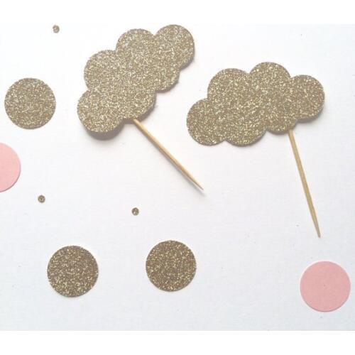 Glitter cloud cupcake toppers Food Picks Bachelor Bachelorette Wedding Bridal Engagement Lingerie Party decorations