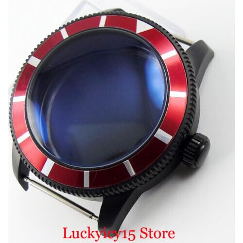 BLIGER Watch Case 46mm PVD Coated With Rotating Bezel Fit Fit ETA 2836 MIYOTA Movement Watch