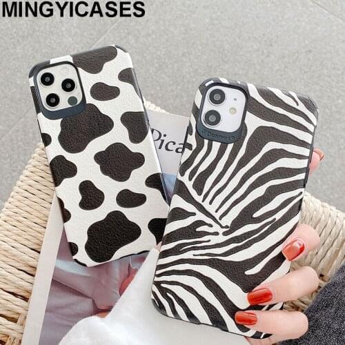 TPU+PU Fundas for Iphone 12 Pro Max Mini Case Fashion Zebra Cow Texture Cases for Iphone 11 Pro Xs Max 7 8 Plus Xr X Back Cover