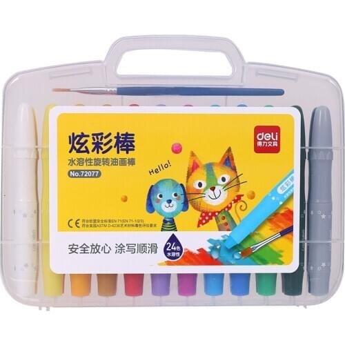 DL Put 72077 water soluble rotary oil painting stick childrens painting color bar 24 thick brush brush Stationery for office su
