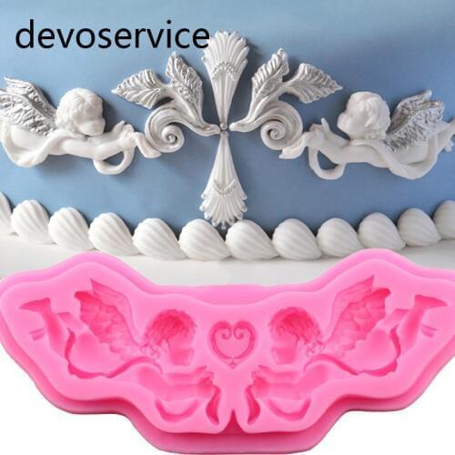 European Relief Angel Silicone Mould For Fondant Cake Decorating Tools Gum Paste Chocolate Cake Border Baking Pastry Mold