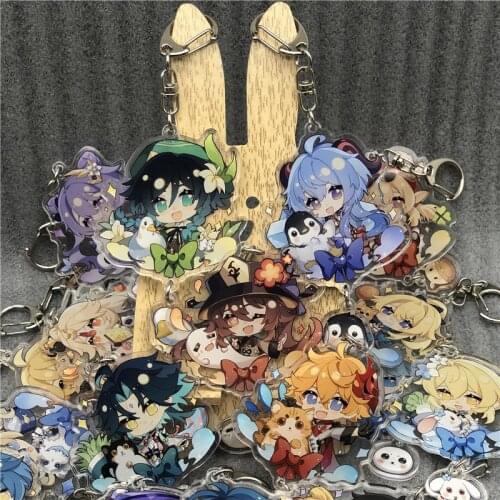 Game Genshin Impact Keychain Badge Game Accessories Barbatos Xiao Cosplay Props Key Chain Cartoon Backpack Pendant