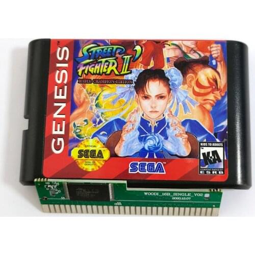 Street Fighter II Hyper Champion Edition 16 Bit MD Game Card Sega Mega Drive Genesis