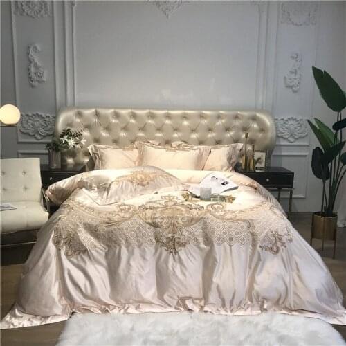 Royal Embroidered 100% Long Staply Cotton Bedding Set for 5/6/6.6 feet 1.5/1.8/2.0m Bed Duvet Cover Flat Sheet 2pcs Pillow Case
