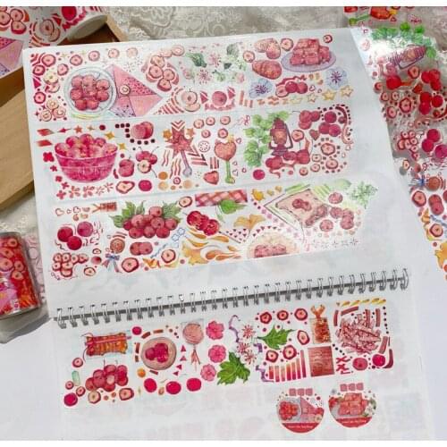 6CM x5M Cute Plant Washi Tape Solid Color Masking Tape Decorative Adhesive Tape Sticker Scrapbooking Diary Stationery Supply