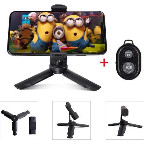 Duszake Mini Tripod With Bluetooth Remote Shutter For IPhone Huawei Mini Phone Tripod 360 Rotating Phone Holder Clip Stand