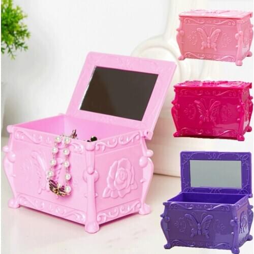 Fashion Desktop Cosmetics Storage Box With Makeup Mirror Finishing Box Double-layer Skin Care Product Storage Box