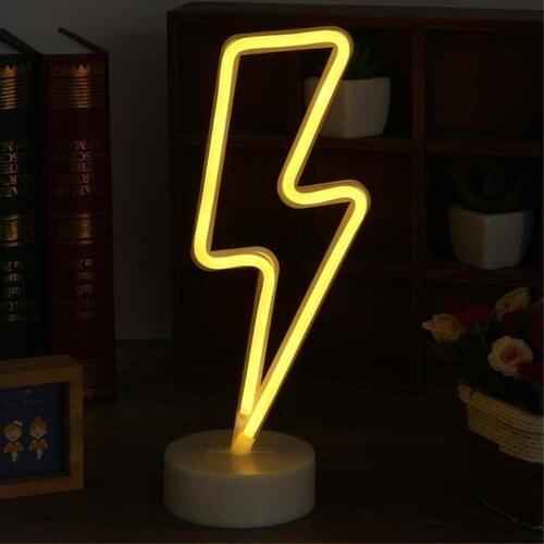 Neon Lightning Lightning Table Night Light with USB and Battery The Flash Emblem