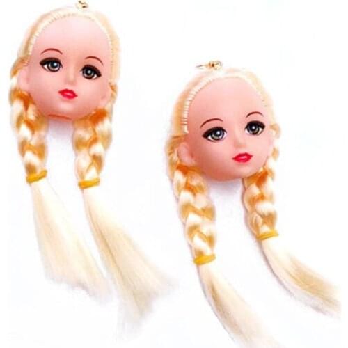 2020 New Creative Hand Made Cute Yellow Hair Doll Head Toy Drop Earringstrendy earring for Women Girls wholesale dropship