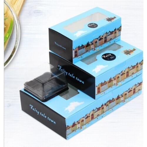 New style black and bule mix Magic town Cookies Boxes with clear Window 10pcs/lot Cake Candy Boxes Favor Boxes For Party Guests