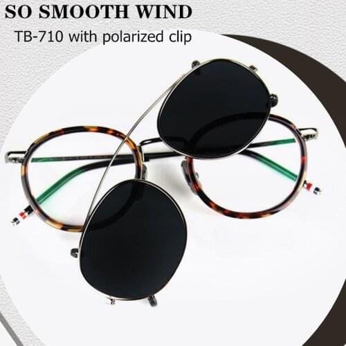 Thom Fashional Vintage Glasses Frame For Men And Women TB710 Myopia Spectacle Eyeglasses With Polarized Clip Eyewear With Box