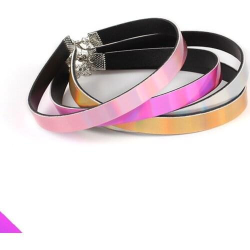 Wholesale 10 Laser luminous leather PU necklace ladies fashion romantic popular style clavicle necklace 4 colors new 2021