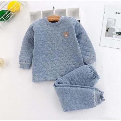 2020 Autumn Winter Pajamas For Children Plus Velvet Thickening Housecoat Set Warm Leisure Home Boys Outfit Cute Girls Clothes