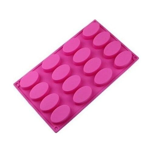 16 Cavities Oval Flexible Silicone Cake Baking Mold Cake Pan Muffin Cups Handmade Soap Moulds Chocolate Ice Cube Tray DIY Mold