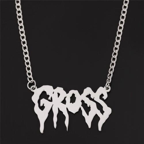 Hip Hop Gross pendant necklace letter necklaces women men Gothic Stainless Steel necklace Harajuku Ins Unisex Collares Mujer