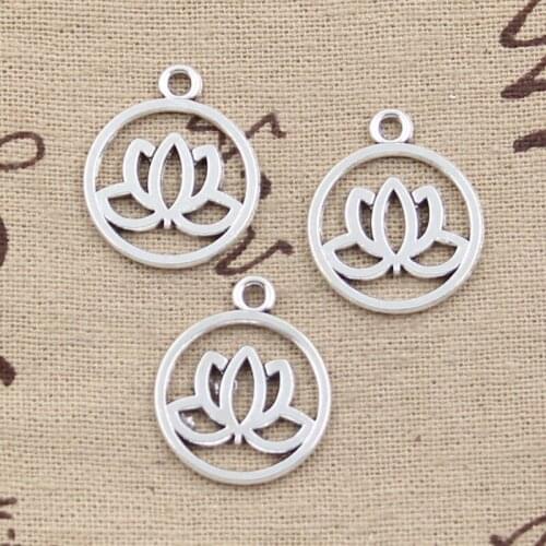 20pcs Charms Lotus Flower 23x20mm Antique Bronze Silver Color Pendants Making DIY Handmade Tibetan Bronze Silver Color Jewelry