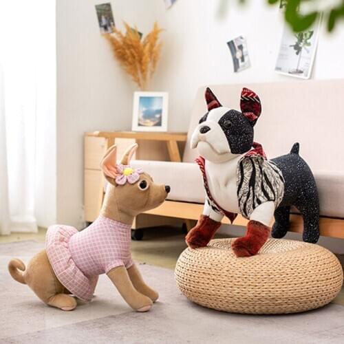 Shar Pei Terrier French Bulldog Puppy Stuffed Dog Plush Toy Ornaments Cute Simulation Pets Photo Props Desktop Car Home Decor