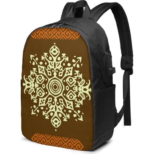 School Bag for Boy and Girl Ethnic Print Backpack with USB Charging Funny Daypack For Teenager Student