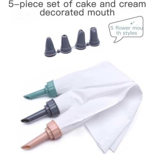Silicone Pastry Bag Tips Kitchen DIY Cake Icing Piping Cream Cake Decorating Tools Reusable Pastry Bags+5 Nozzle Set Cookice