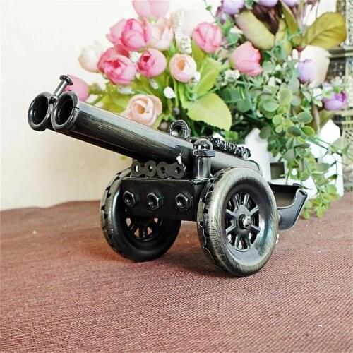 Antique Weapon Decoration Door-Shaped Mortar Cannon Pure Hand Retro Iron Art Small Steel Cannon Model P002