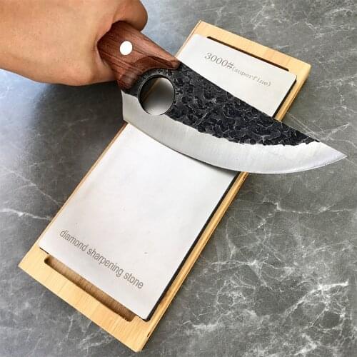 Knife sharpener Diamond grindstone With Bamboo base non-slip Base Large size Diamond slate daily sharpening Cutting edge
