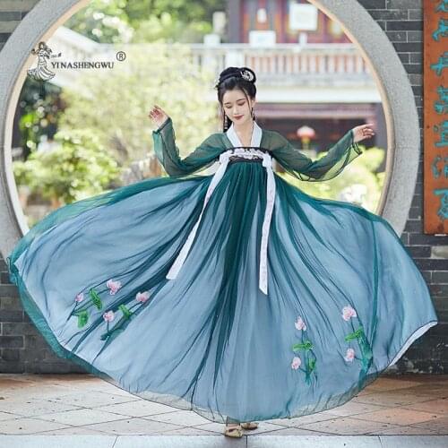 Chinese Traditional Fairy Tale Ancient Hanfu Womens Clothing Modern Hanfu Tang Suit Folk Costume Princess National Costume Suit