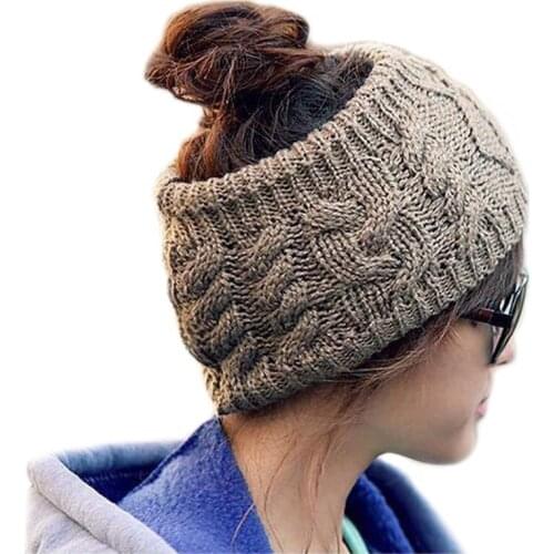 YRRETY Winter Warmer Ear Knitted Headband Turban For Lady Women Crochet Wide Stretch Hairband Headwrap Hair Girls Accessories