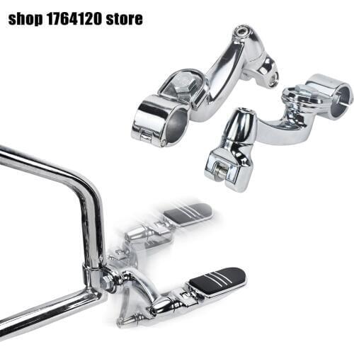 1-1/4" Chrome 360 Degree Adjustable Highway Foot Pegs Rest Mount Clamps For Harley Sportster Touring Dyna For Honda For Yamaha