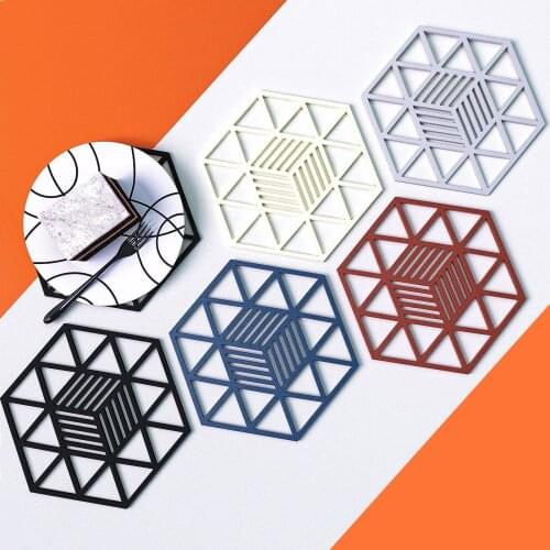 1PC TPR Tableware Insulation Mat Coaster Cup Hexagon Mats Pad Heat-insulated Bowl Placemat Home Decor Desktop Mat