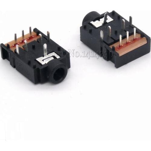 10Pcs PJ-307 3.5mm Stereo Audio Jack Socket 3.5 Dual Track Headphone Connector 8Pins with switch PJ307