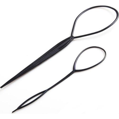 2 pcs Topsy Tail Hair Styler Hair Style Hair Twister Snare Loop Black