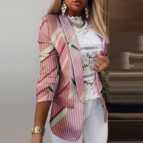 2021 Women Suit Jacket Fashion Printed Blazer Women Jacket Long Sleeve Temperament Professional Slim Top Suit Jacket For Women