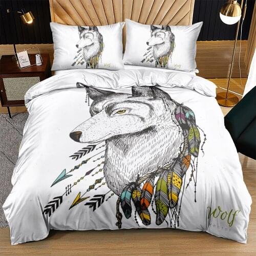 3D Bohemian Bedding Set Duvet Covers Pillowcover Comforter Case Sets King Queen Full Twin Size Wolf Custom Design White Beddings