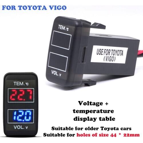Car Voltage Temperature Display Meter Cool Modified Digital Display Voltmeter 12V for Toyota Corolla Reiz Prado Prius Tundra