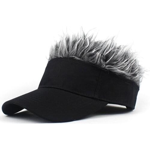 Golf Baseball Cap with Fake Hair Cap Sun Visor Fun Toupee Hats Mens Womens Spiked Hairs Wig Hat