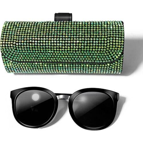 Shiny Sunglasses Storage Box Car Interior Accessories Eyeglass Holder Auto Visor Girl Car Decoration