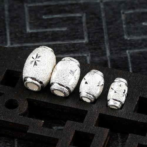 925 Sterling Silver Matte Barrel Spacer Beads Handmade Bracelets Loose Silver Beads DIY Jewelry Accessories For Women Men Crafts