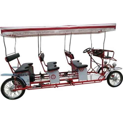 Four Seater 4 Wheels Pedal Sightseeing Electric Surrey Quadricycle Bikes