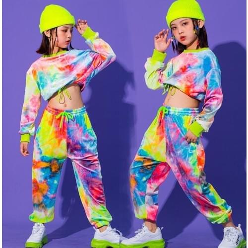 Kids Festival Concert Hip Hop dancing Clothing Sweatshirt Crop Tops Jogger Pants for Girls Dance Costumes Street wear Clothes