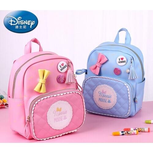 New Disney Children School Bag Kindergarten Korean Style Cute Girl Boy Backpack Bow Trend Waterproof Baby Backpack