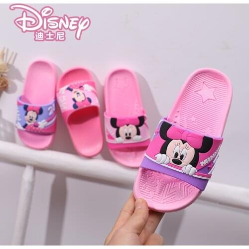 Disney Cute Minnie Cartoon Girl Slipper Indoor Shoes Non-slip Bathroom Home Shoe New Parent-child Summer Slippers 265-240