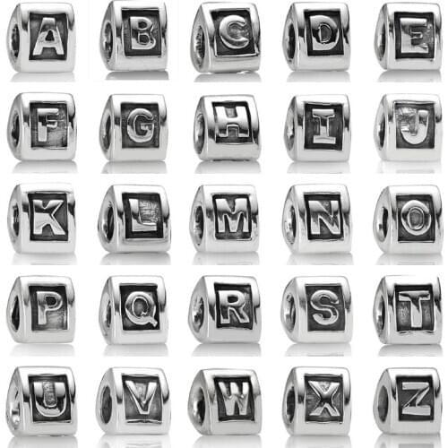 DIY Charms A-Z Triangle Alphabet Initial 26 Letter Character 925 Sterling Silver Beads Fit Fashion Bracelets Jewelry