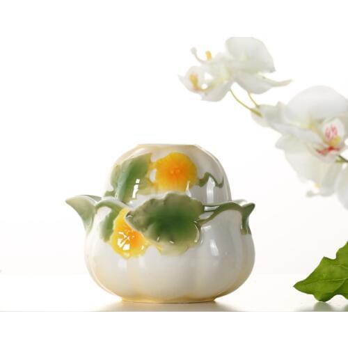 Enamel Porcelain Quik Cup Portable Ceramic Pot Mug Chinese Kung Fu Drinkware Travel Tea Set 1 POT + 1 CUP