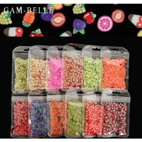GAM-BELLE 3D Fruit Slices Sticker Polymer Clay DIY Designs Slice Lemon Nail Art Sliders Nails Art Decors Women Nail Manicure
