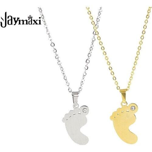 Jaymaxi Rhinestone Baby Fins Pendant Necklace Titanium Steel Mirror Polished 18inch DIY Women Baby Jewelry Gift