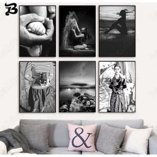 Canvas Painting Black and White Vintage Home Decoration Nordic Figure Posters and Prints Wall Art Pictures for Living Room Decor